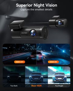 WOLFBOX 4K Front & Rear Dash Cam – WiFi, GPS, Night Vision, 32GB Card
