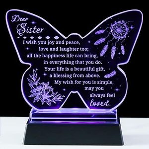 YWHL Sister Birthday Gifts from Sister Adult, Mother's Day Gifts for Sister, To My Sister Gifts from Brother, Glass Butterfly Sister Keepsake, Unique Christmas Graduation Present Ideas for Sister