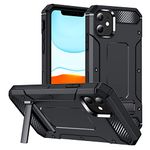 CUBIX® Tough Armor Case Compatible for Apple iPhone 11 Military-Grade Drop Tested Slim Rugged Defense Shield Shock Resistant Hybrid Heavy Duty Back Cover Kickstand - Black