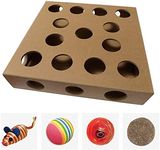 Unique Design - Interactive Indoor Cat Toy Puzzle Box – As Seen on Channel 5’s The Secret Life of Kittens - Four Cat Toys Included, 3 Balls and a Mouse – Best Gift for any Cat, Kitten or Their Owner!