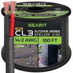 GearIT 14/2 Speaker Wire (100 Feet) 14AWG Gauge - Outdoor Direct Burial in Ground/in Wall / CL3 CL2 Rated / 2 Conductors - OFC Oxygen-Free Copper, Black 100ft