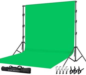 SLOW DOLPHIN Photo Video Studio 10 x12ft 100% Cotton Muslin Chromakey Green Screen Backdrop with 10 x 10ft Stand Photography Background Support System Kit Clamp, Carry Bag