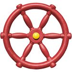 Jungle Gym Kingdom Playground Accessories - Pirate Ship Wheel for Kids Outdoor Playhouse, Treehouse, Backyard Playset Or Swingset - Wooden Attachments Parts (Red)