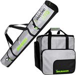 BRUBAKER Combo Set CarverTec Pro - Ski Bag and Ski Boot Bag for 1 Pair of Skis + Poles + Boots + Helmet - Silver Green - 66 7/8 Inches / 170 Cm