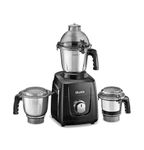 Sujata MG02 Mixer Grinder|1000 Watts Double Ball Bearing Motor|24000 RPM|Non-Stop 90 Mins Running|3 Food Grade Steel Jars including 1500ml Multipurpose, 1000ml Grinder, 500ml Chutney Jar| (Black)
