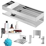 BELLE VOUS Stainless Steel Bathroom Shelf Shower Organiser - No Drill Self-Adhesive Shower Shelf/Caddy - 5-in-1 Shower Basket for Shampoo/Soap Storage