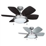 MiniSun Chrome 30" Modern Ceiling Fan with Light & Reversible Blades