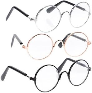 Toyvian 3Pcs Doll Glasses 3 Pairs Metal Wire Rim Glasses Doll Eyewear Mini Glasses Fits for 18in Dolls Mini Dolls Costume Accessories, Assorted Color, 8.3cm/3.26inch (W)