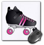 3dRose mp_35463_1 8 x 8-Inch Skating Gifts - Black and Pink Roller Skate Mouse Pad