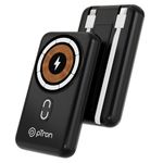 pTron Dynamo Quanta 10000mAh 22.5W Nano Power Bank, 15W Magnetic Wireless Charging, Compact Size Fast Charging, 20W PD Fast Charging, Built-in Cables, 3 Output Ports & BIS Certified (Black)