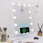 Fenair Bluetooth Vanity Mirror with Lights and Wireless Charging Lighted Makeup Mirror with 12 LED Lights Upgrated Hollywood Mirror with Dimmable Lights