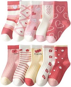 Toptim Kids Girls' Crew Socks Cute Casual Dress Cotton Socks 3-12 Years, 10 Pairs