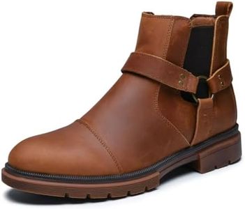 Arkbird Chelsea Ankle Boots, Leather Lined Oxfords for Men with Zipper CH-Brown 9