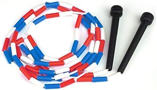 K-Roo Sports Jump Rope with Plastic Beaded Segmentation, 7', Red/White/Blue