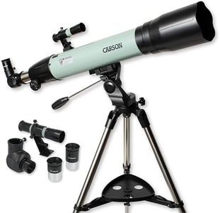 Carson Stara 80AZ Refractor Telescope for Kids & Adults, Erecting Fully Multicoated 700mm Scope Plossl Eyepieces, Steel Tripod (SR-200)