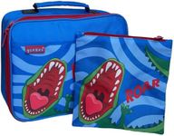 Yumbox Classic Lunch Bags Classic Lunch Bag, Insulated, Water Resistant Fabric, Fun Kids Prints, Interior and Exterior Pockets, Zip Closure (Dino Plus Sandwich Bag)