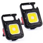 COB Keychain Work Light 2000 Lumens 7 Modes with Red Light Small Keychain Flashlights Magnet Rechargeable Keychain Light COB LED Light Waterproof Portable Mini USB Pocket COB Work Lights (2 Pack)