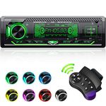 Car Stereo Bluetooth, CENXINY Car Radio Bluetooth 5.0 Hands-free1 Din Universal Built-in Microphone, 4X65W Car Radio Receiver, USB/TF/FM/AUX/WMA/WAV/MP3 Media Player with 7 Colorful Lights