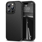 Tasikar Compatible with iPhone 14 Pro Max Case, Carbon Fiber Leather Texture with TPU Bumper Slim Protective Cover Case, Black