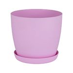 Home Garden Ornaments Pink Plant Pots Indoor 18cm Diameter - Plant Pot with Plant Saucer – Flower Pots Outside with Mat Surface and Plant Tray – Plant Pots with Saucer (Ø18cm, Pink)