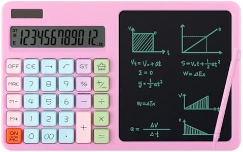Desk Cute Basic Calculator with Notepad and Stylus, 12 Digit Large Display Multi-Function for Office, School, Home & Basic Financial, Pink Office Accessories for Women(Pink)