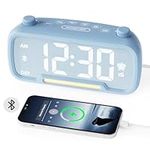 Roxicosly Alarm Clocks Radio with Bluetooth Speaker, Digital Clock with Night Light,Dimmer Alarm Clock 5 Brightness,16 Volume,12/24H&DST, Radio Clock with Battery Backup Alarm Clocks for Bedrooms Kids