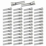 50pcs Hairdressing Double Prong Curl Clips, Beayuer 1.8inch Curl Setting Section Hair Clips Metal Alligator Clips Hairpins for Hair Bow Great Pin Curl Clip Styling Clips for Hair Salon Barber (50 Pcs)