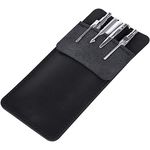 Wisdompro Genuine Leather Heavy Duty Pocket Protector Pen Holder Pouch for Shirts, Lab Coats, Pants - Multi-Purpose, Holds Pens, Pointers, Pencils, and Notes - Vintage Black