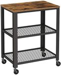 VASAGLE Serving Cart, 3-Tier Bar Cart on Wheels with Storage and Steel Frame, Rustic Brown ULRC78X