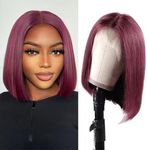 Burgundy Bob Lace Front Wigs Human 