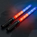 E-riding 2 Pcs 21inch Red and Blue Light Baton, Signal Traffic Safety Wand Led Light with 3 Flashing Modes for Traffic Control Parking Guide