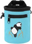 AMC Rock Climbing Panda Design Chalk Bag with Adjustable Belt, Light Blue