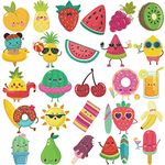 120 pcs Glitter Temporary Tattoos for Kids, Summer Cartoon Fruit Waterproof Fake Tattoos Watermelon Strawberry Pineapple Tattoos Sticker for Boys Girls Birthday Party Favors