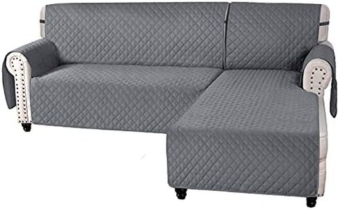 Smarcute Sofa Cover L Shape Couch Cover for Sectional Sofa Chaise Lounge Sofa Cover Reversible Sofa Slipcover Non-Slip Water Resistant Furniture Protector for Dog (X-Large, Grey/Grey)