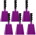 6 PCS Metal Cowbell with Handles, Large Loud Cow Bells Noise Makers for Football Games, Sporting Events, New Year’s Eve, Celebrating and More(Purple)