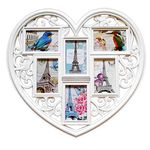 Youyijia Heart Shape Photo Frame 6 Photos 3D Large Heart Photo Frame Multiple Photos Collage White Multi Picture Frames for Wall Wedding Lover Gift Home Decor