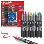 Sharpie Creative Markers, Water-Based Acrylic, Brush Tip, Assorted Colours, 12 Count – Arts & Crafts, Kids Activity, School Classroom; Works on Paper, Metal, Wood, Ceramic, Glass, Rock, Canvas