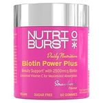 Nutriburst Biotin Power Plus - Biotin (2500mcg) + Liposomal Vitamin C for Healthy Hair & Glowing Skin - Strawberry Flavour - 60 Gummies 1 Month Supply - Suitable for Vegans