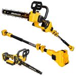 2-IN-1 Cordless 10-Inch Pole Saw And Chainsaw Compatible with Dewalt 20V MAX* Battery, Total Reach of Max 14.5ft, Electric Pole Saw for Tree Trimming Pruning (Tool Only-Battery & Charger not included)
