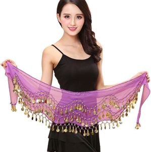 Costume Bay Womens Belly Dance Hip Scarf/Belly Dancing Skirt with 128 Coins/Belly Dance Belt Scarf Skirt Wrap (Purple, ONE)