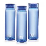 CELLO Plastic Unbreakable Water Bottle (1 Liter, Blue) - Set Of 3