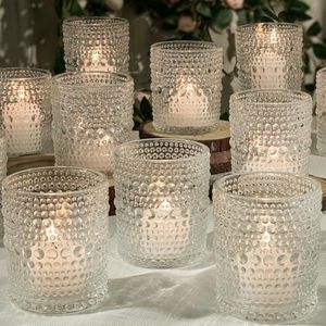 TRIRITE 24 Pack Votive Candle Holder, 2.7x3.5in Large Clear Candle Holders