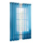 ECLIPSE Kiara Modern Sheer Voile Grommet Window Curtains for Bedroom (2 Panels), 54 in x 63 in, Blue