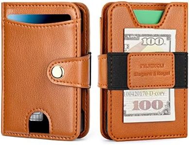 nuoku Mens Wallet, Credit Card Holder for Men, Bifold RFID Blocking Aluminum Slim Wallet for Men with Cash Strap (Brown)