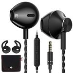 AzukiLife wired earphones, In Ear Headphones with Microphone Volume Control, Comfortable Earphones with Bass Driven Sound, Portable in ear Earphones with Mic - Black