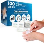 Care Touch Lens Wipes for Eyeglasses | Individually Wrapped Eye Glasses Wipes | 100 Pre-Moistened Lens Cleaning Eyeglass Wipes