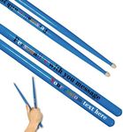 Personalized Drumsticks with Printed Text, 5A Size Custom Wooden Drum sticks, Personalized Gift for Musicians, Drummer, Band - Musical Instruments Blue Color