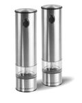 Cole & Mason Battersea Electric Salt and Pepper Mills, Adjustable Ceramic Grind Mechanism Stainless Steel/Acrylic, 210 mm, Gift Set, Includes 2 x Electric Salt and Pepper Grinders