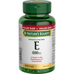 NATURE'S BOUNTY Vitamin E, 400 IU, Antioxidant, Preservative Free, For Adults & Kids 12 and Up, 200 Softgels, 134.2 g