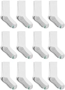 Hanes Big Boys' Kids White Socks, Classics Crew Socks, Shoe Size 9-2.5 Medium (Pack of 12)